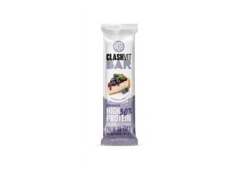 Clashvit протеинов крънч бар с боровинки и сметана 65гр Clashvit протеинов крънч бар с боровинки и сметана 65гр